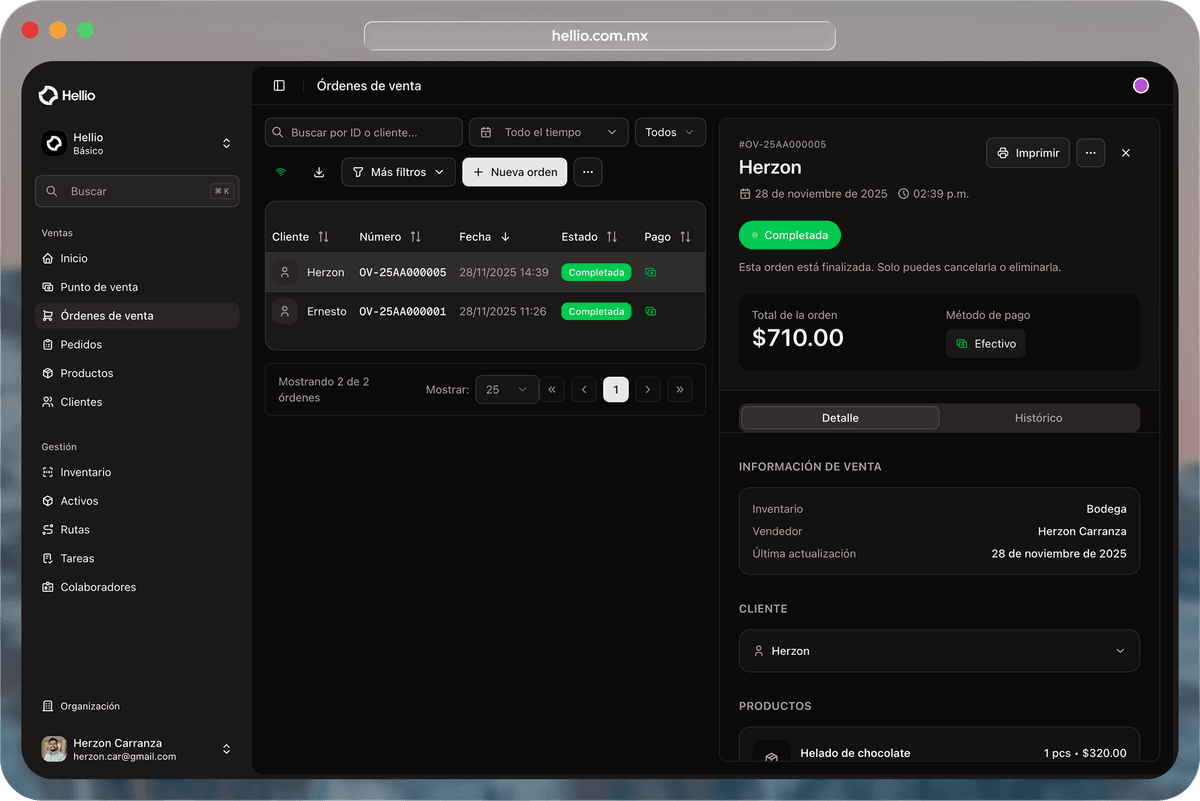 Hellio Dashboard